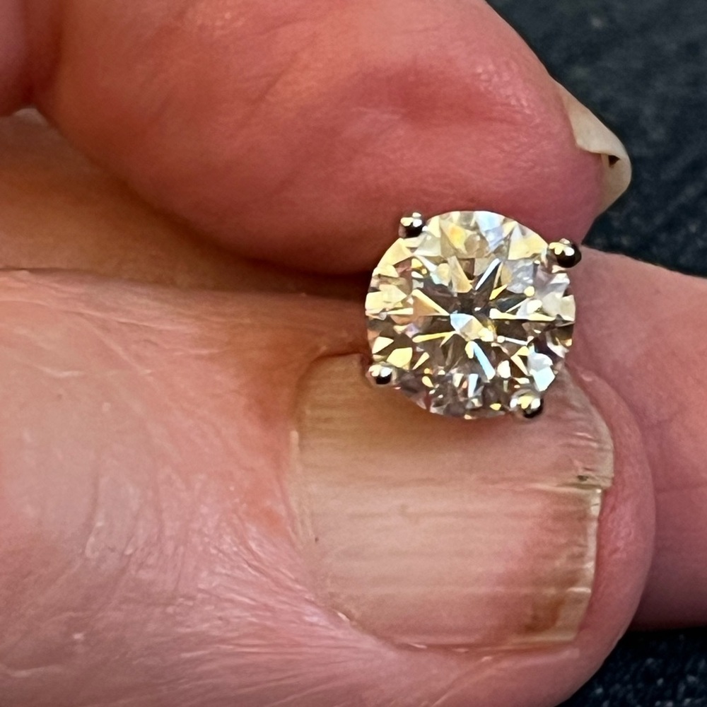 Sterling silver round Moissanite stud earrings